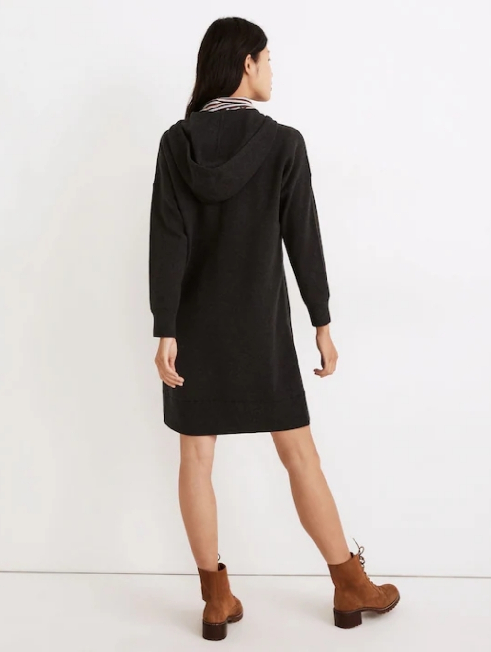 Madewell Charcoal‎ Grey Knit Hoodie Sweater Dress - Picture 3 of 10